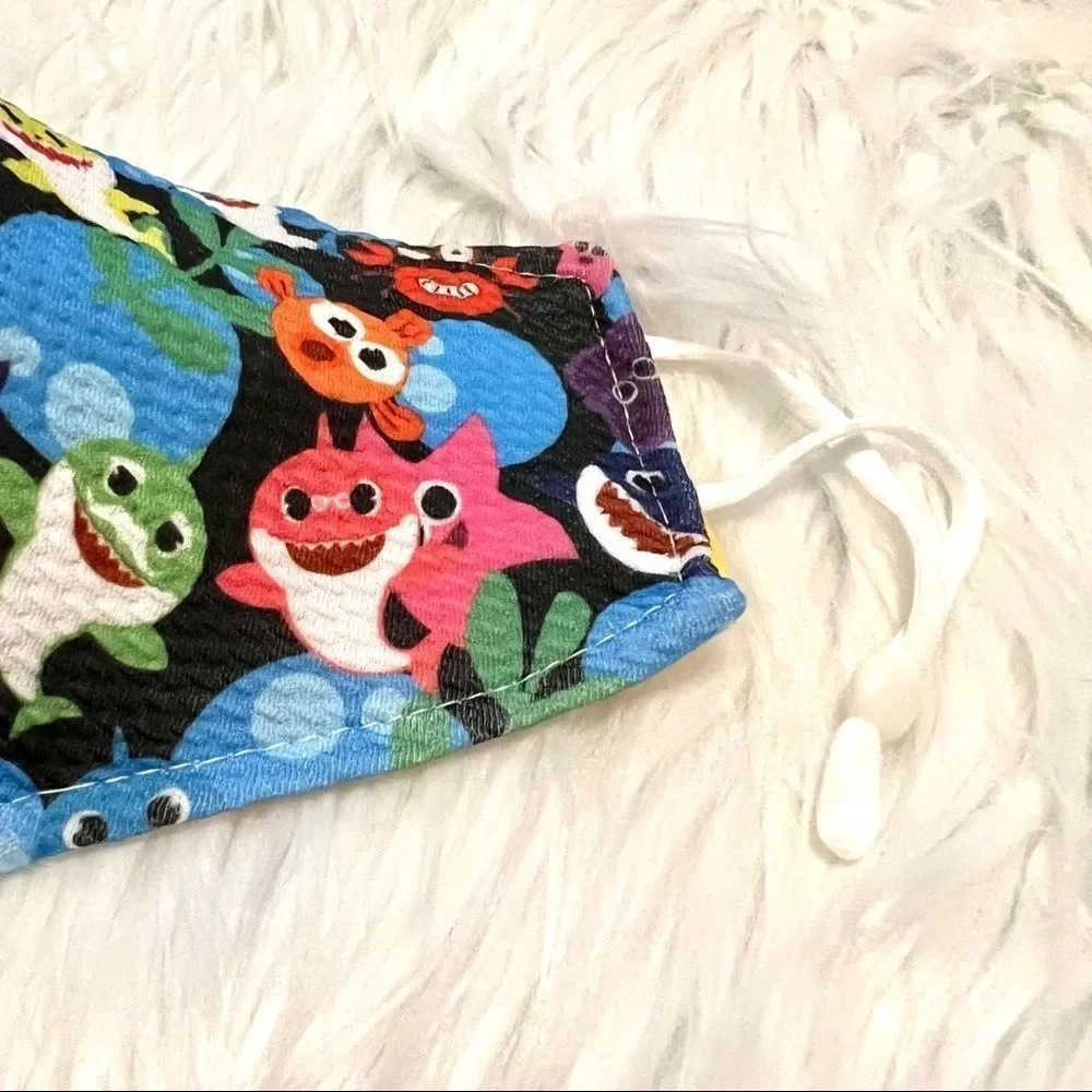 Baby shark face mask, Trendy cartoon character mask for toddlers and kids